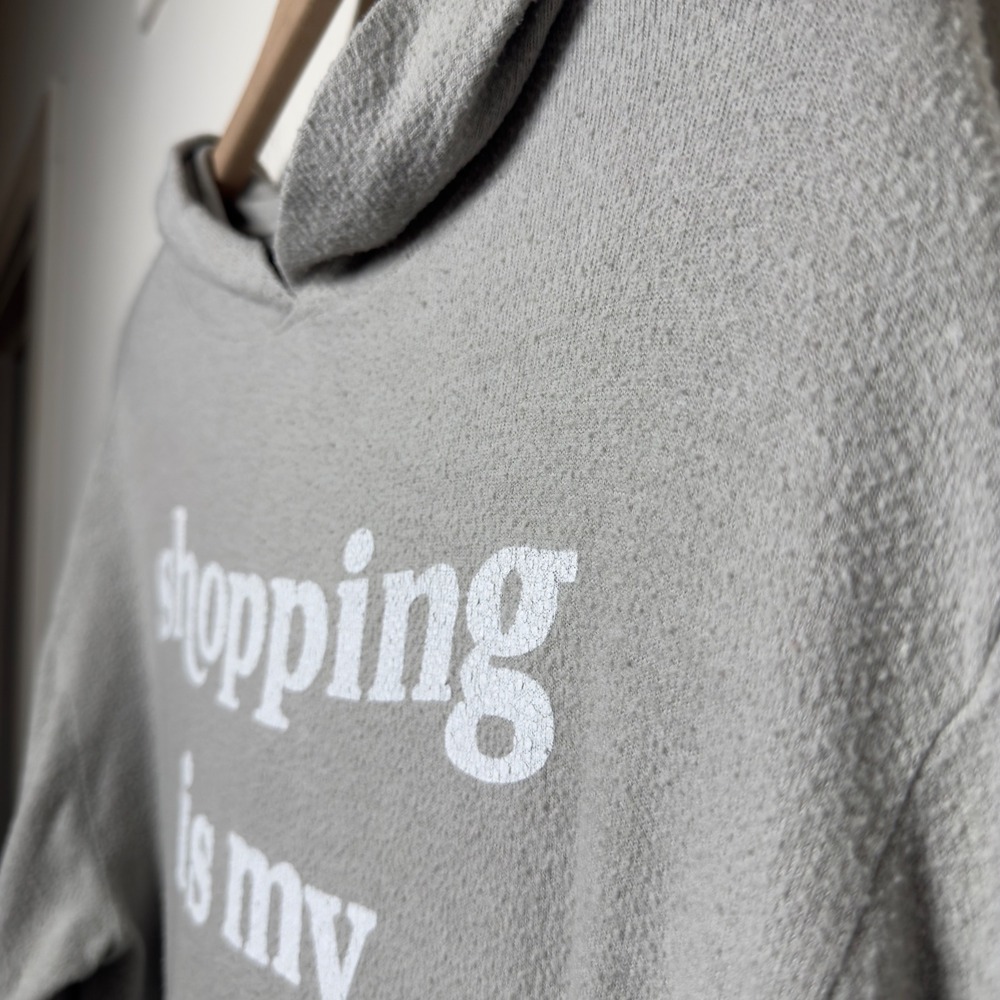 Wildfox Women Hoodie Medium Gray Shopping Is My Cardio Graphic Sweatshirt - Picture 8 of 12